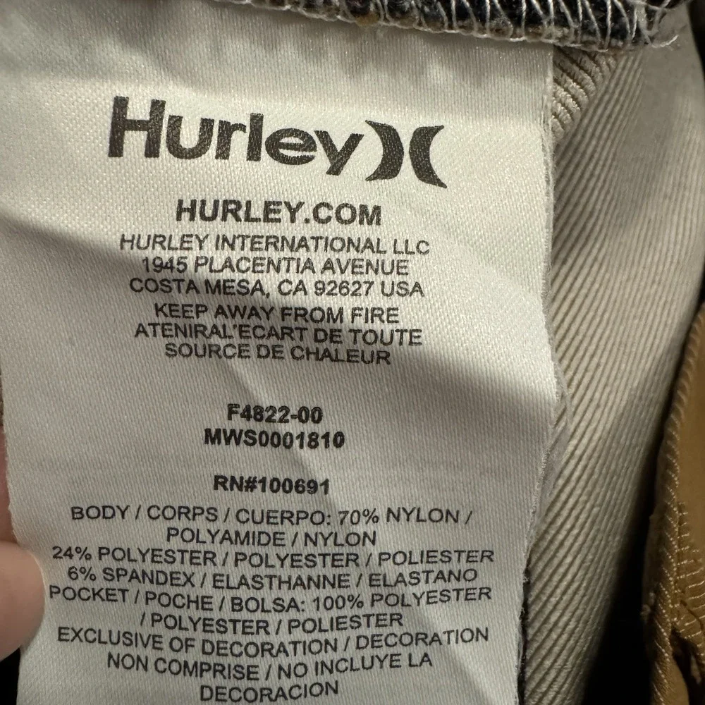 Hurley Walkshorts Mens 31 Brown Hybrid Chino Shorts 10" Inseam Stretch - Picture 5 of 5